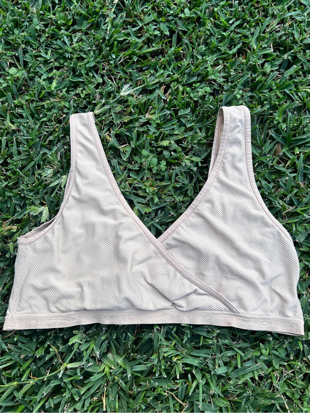 ExOfficio Give Go Bralette Travel Soft Large Beige VNeck Comfy Pullover Wireless